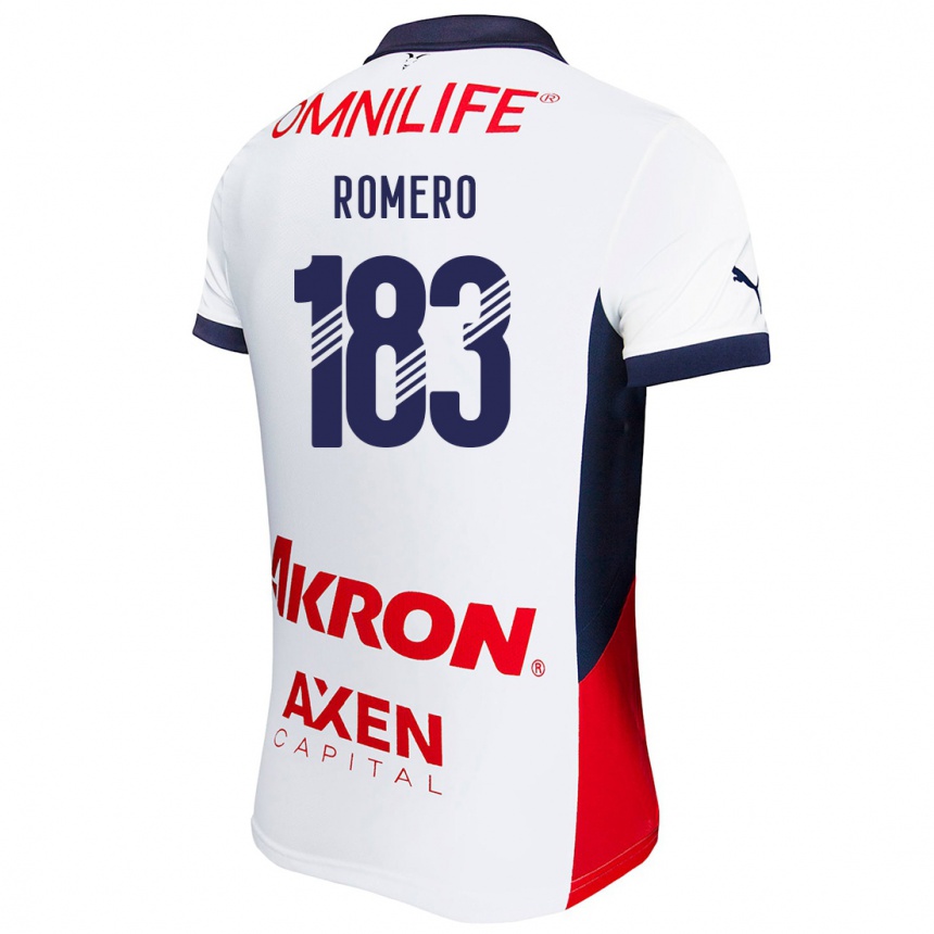 Niño Fútbol Camiseta Javen Romero #183 Blanco Rojo Azul 2ª Equipación 2024/25 Perú