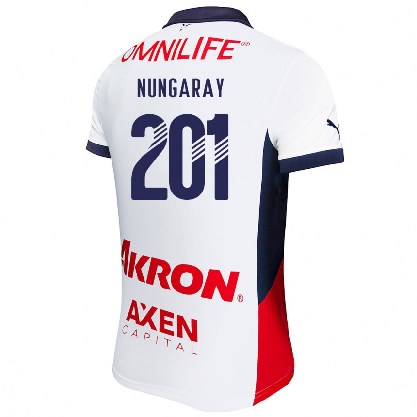 Niño Fútbol Camiseta David Nungaray #201 Blanco Rojo Azul 2ª Equipación 2024/25 Perú