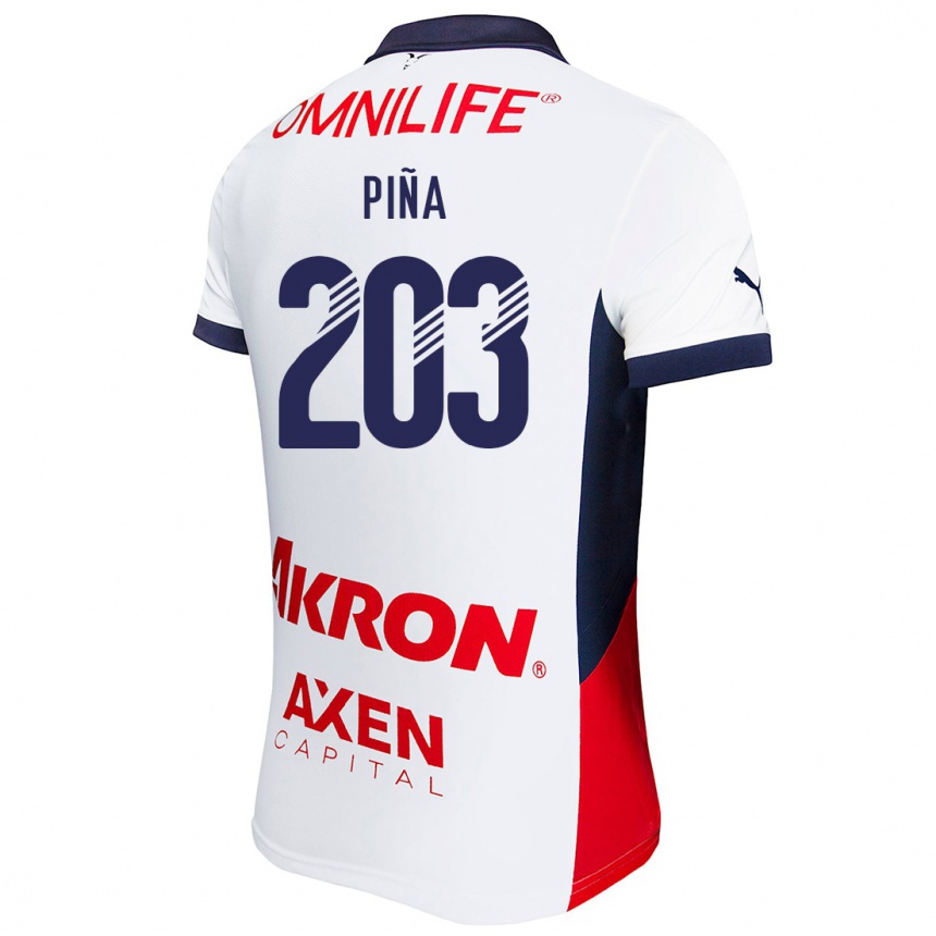 Niño Fútbol Camiseta Fernando Piña #203 Blanco Rojo Azul 2ª Equipación 2024/25 Perú