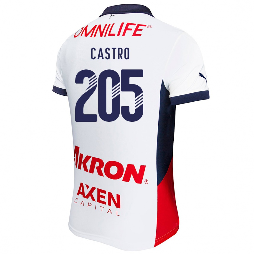 Niño Fútbol Camiseta Ariel Castro #205 Blanco Rojo Azul 2ª Equipación 2024/25 Perú