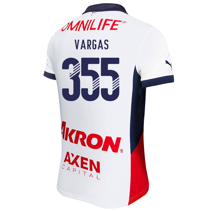 Niño Fútbol Camiseta Edgar Vargas #355 Blanco Rojo Azul 2ª Equipación 2024/25 Perú