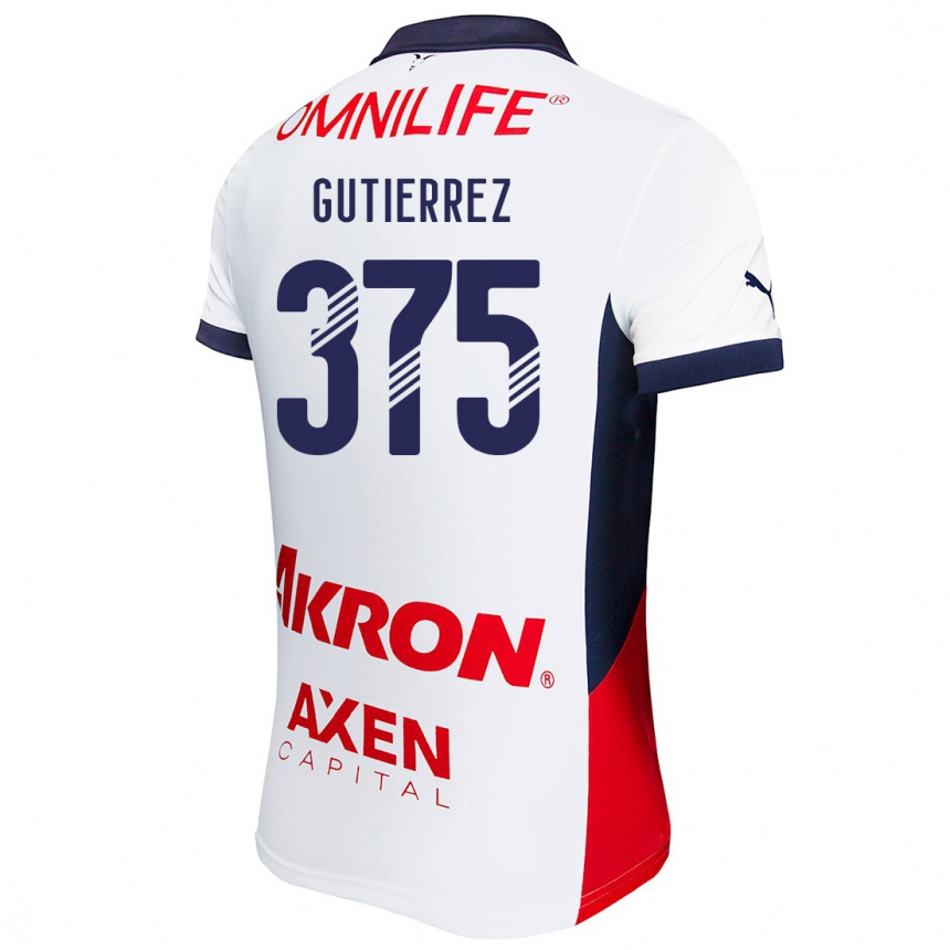 Niño Fútbol Camiseta Gerson Gutiérrez #375 Blanco Rojo Azul 2ª Equipación 2024/25 Perú