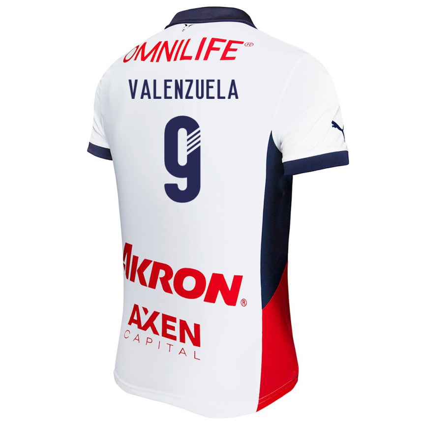 Niño Fútbol Camiseta Gabriela Valenzuela #9 Blanco Rojo Azul 2ª Equipación 2024/25 Perú