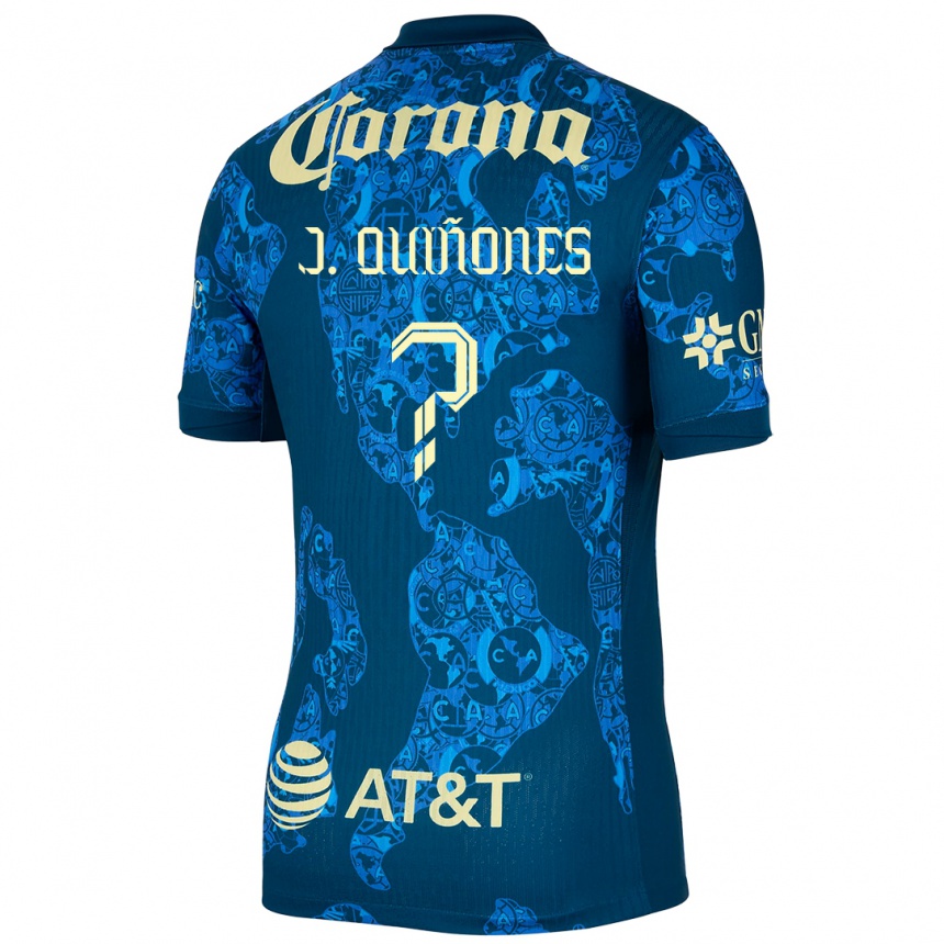 Niño Fútbol Camiseta Julián Quiñones #0 Azul Amarillo 2ª Equipación 2024/25 Perú