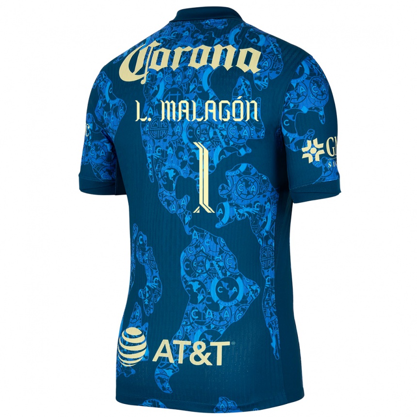 Niño Fútbol Camiseta Luis Malagón #1 Azul Amarillo 2ª Equipación 2024/25 Perú