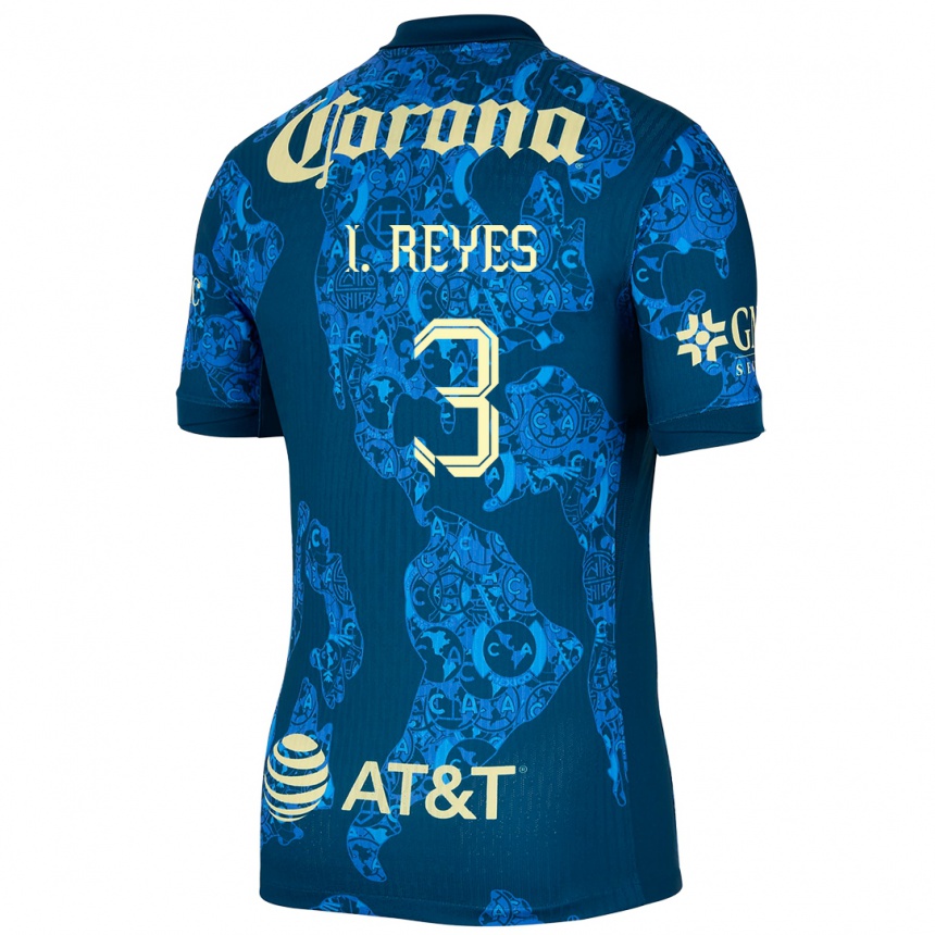 Niño Fútbol Camiseta Israel Reyes #3 Azul Amarillo 2ª Equipación 2024/25 Perú