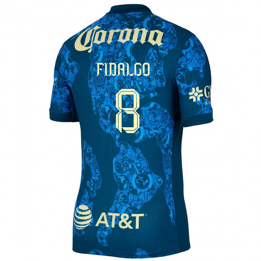 Niño Fútbol Camiseta Álvaro Fidalgo #8 Azul Amarillo 2ª Equipación 2024/25 Perú