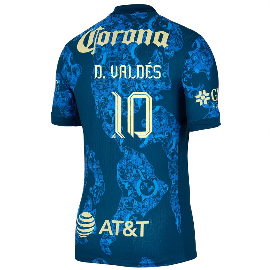 Niño Fútbol Camiseta Diego Valdés #10 Azul Amarillo 2ª Equipación 2024/25 Perú