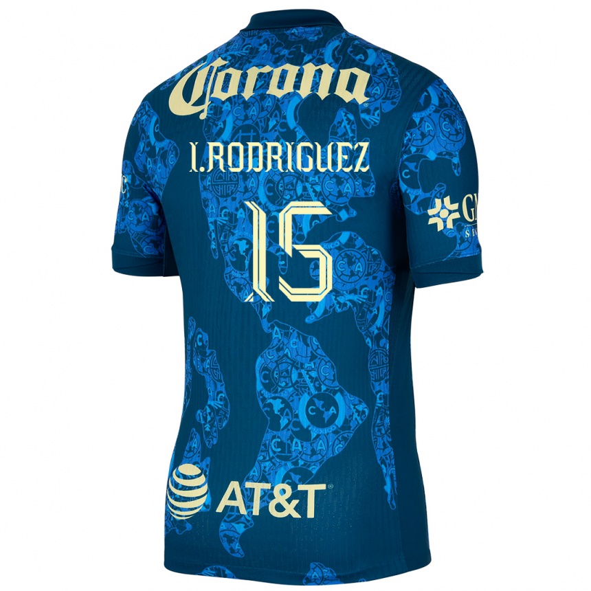 Niño Fútbol Camiseta Iván Rodríguez #15 Azul Amarillo 2ª Equipación 2024/25 Perú