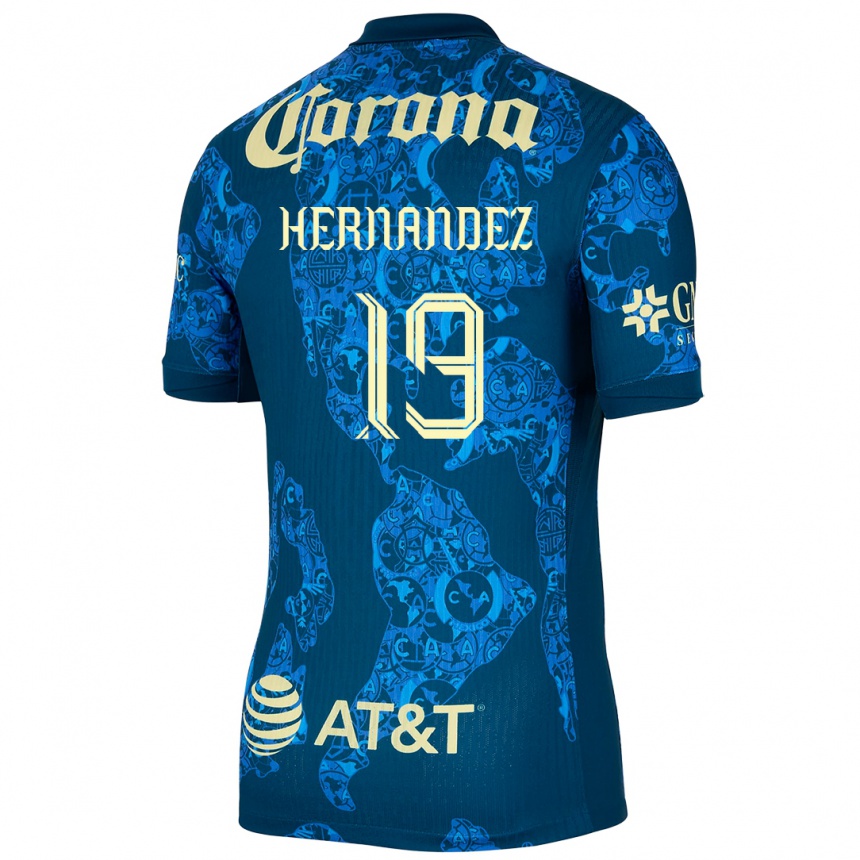 Niño Fútbol Camiseta Illian Hernández #19 Azul Amarillo 2ª Equipación 2024/25 Perú