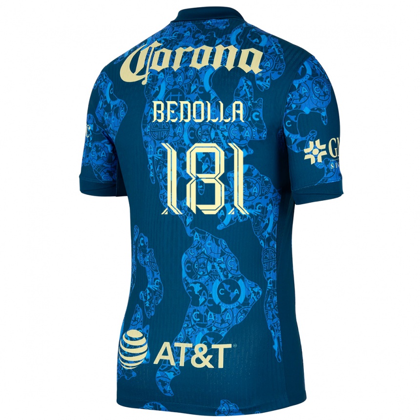 Niño Fútbol Camiseta Paolo Bedolla #181 Azul Amarillo 2ª Equipación 2024/25 Perú