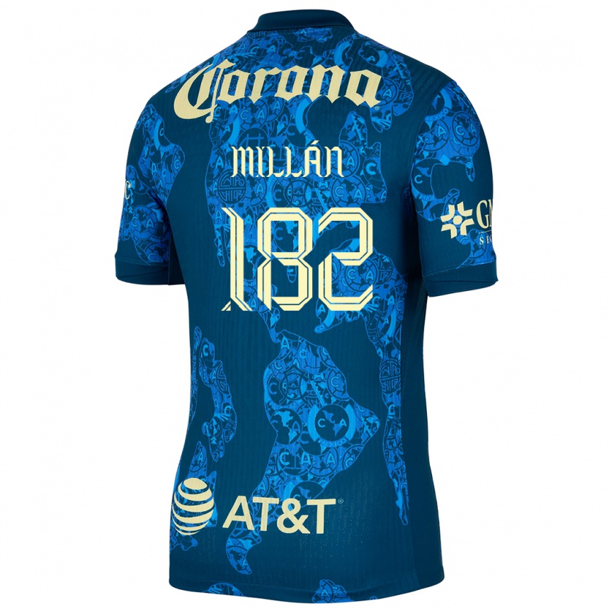 Niño Fútbol Camiseta Daniel Millán #182 Azul Amarillo 2ª Equipación 2024/25 Perú