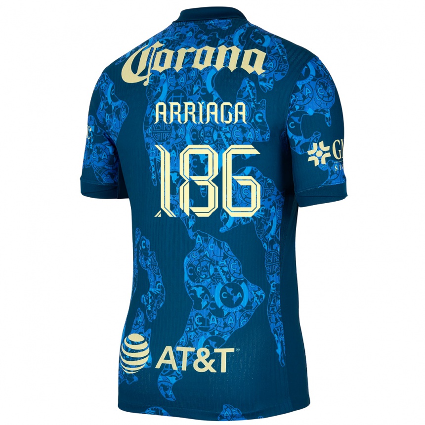 Niño Fútbol Camiseta Diego Arriaga #186 Azul Amarillo 2ª Equipación 2024/25 Perú