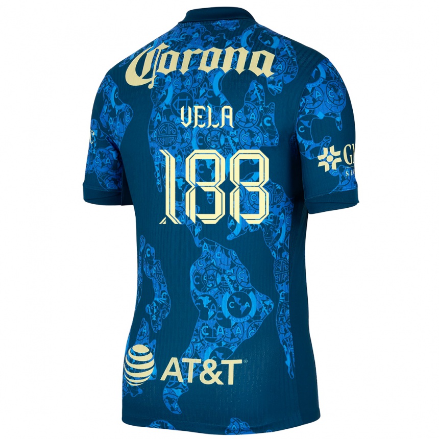 Niño Fútbol Camiseta Christo Vela #188 Azul Amarillo 2ª Equipación 2024/25 Perú