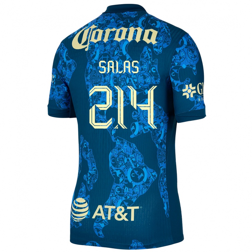 Niño Fútbol Camiseta Patricio Salas #214 Azul Amarillo 2ª Equipación 2024/25 Perú