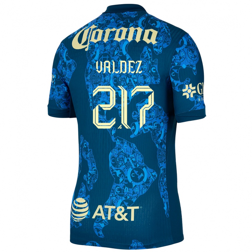 Niño Fútbol Camiseta Víctor Valdez #217 Azul Amarillo 2ª Equipación 2024/25 Perú