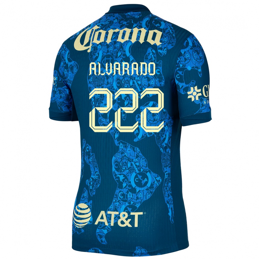 Niño Fútbol Camiseta Daniel Alvarado #222 Azul Amarillo 2ª Equipación 2024/25 Perú