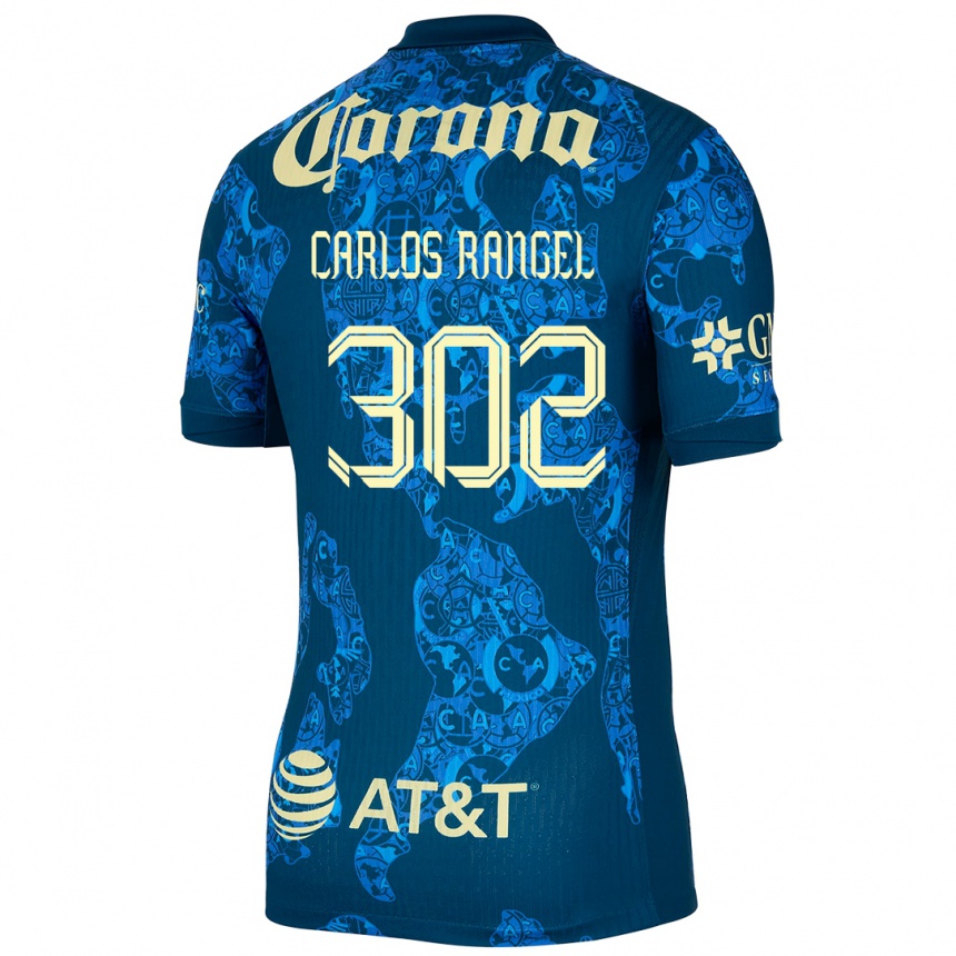 Niño Fútbol Camiseta Juan Carlos Rangel #302 Azul Amarillo 2ª Equipación 2024/25 Perú