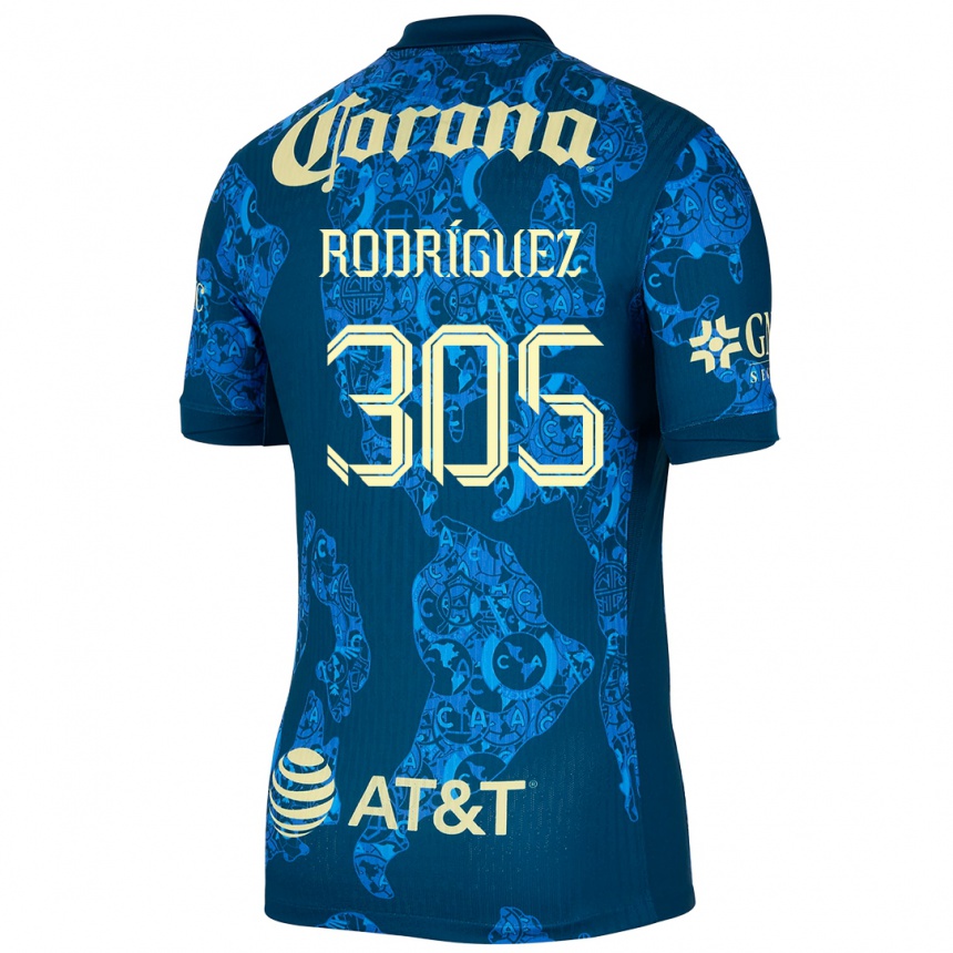 Niño Fútbol Camiseta Bryan Rodríguez #305 Azul Amarillo 2ª Equipación 2024/25 Perú