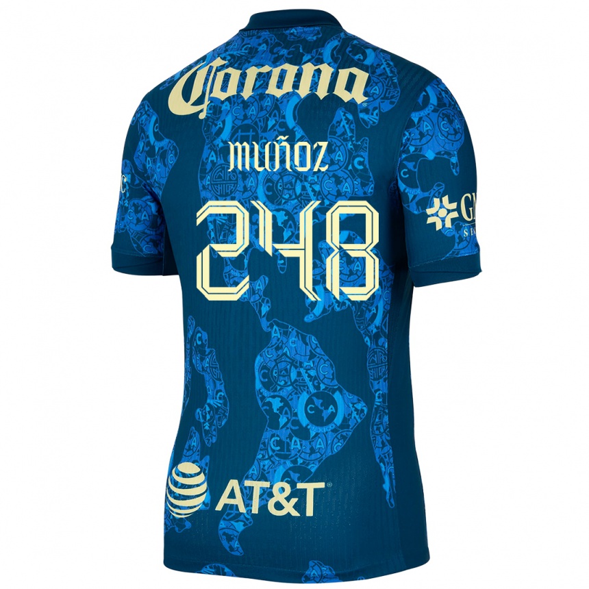 Niño Fútbol Camiseta Diego Muñoz #248 Azul Amarillo 2ª Equipación 2024/25 Perú