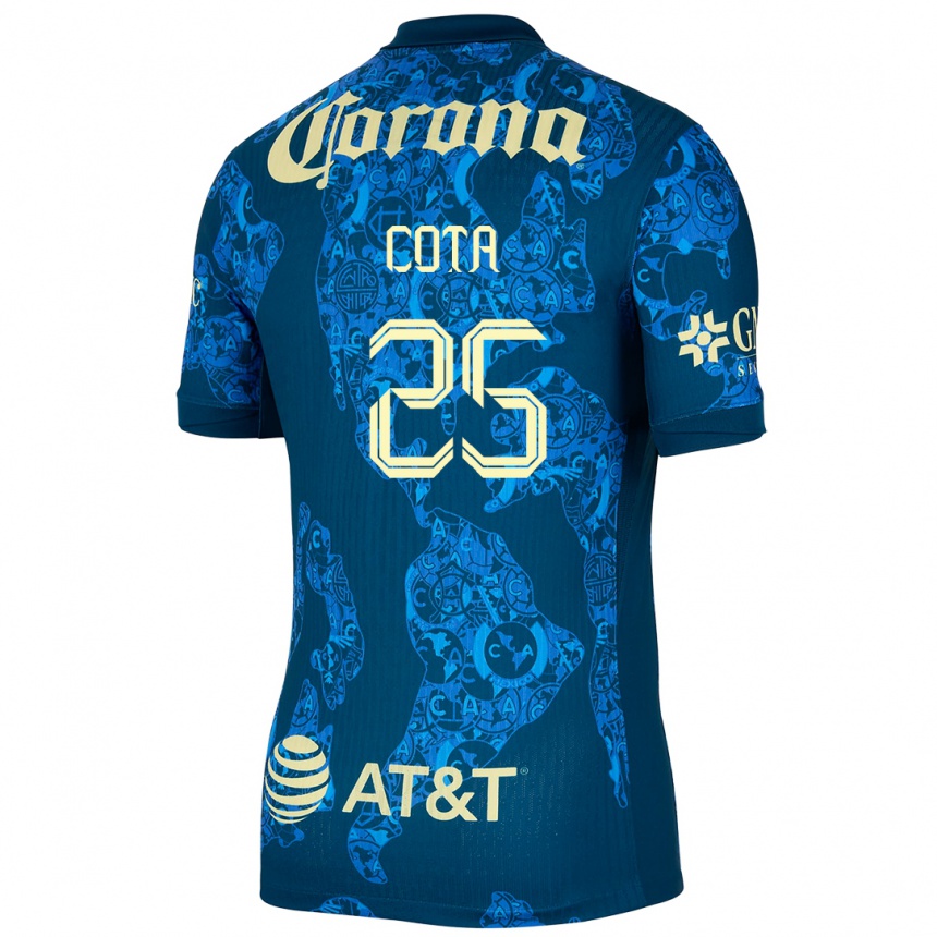 Niño Fútbol Camiseta Renatta Cota #25 Azul Amarillo 2ª Equipación 2024/25 Perú