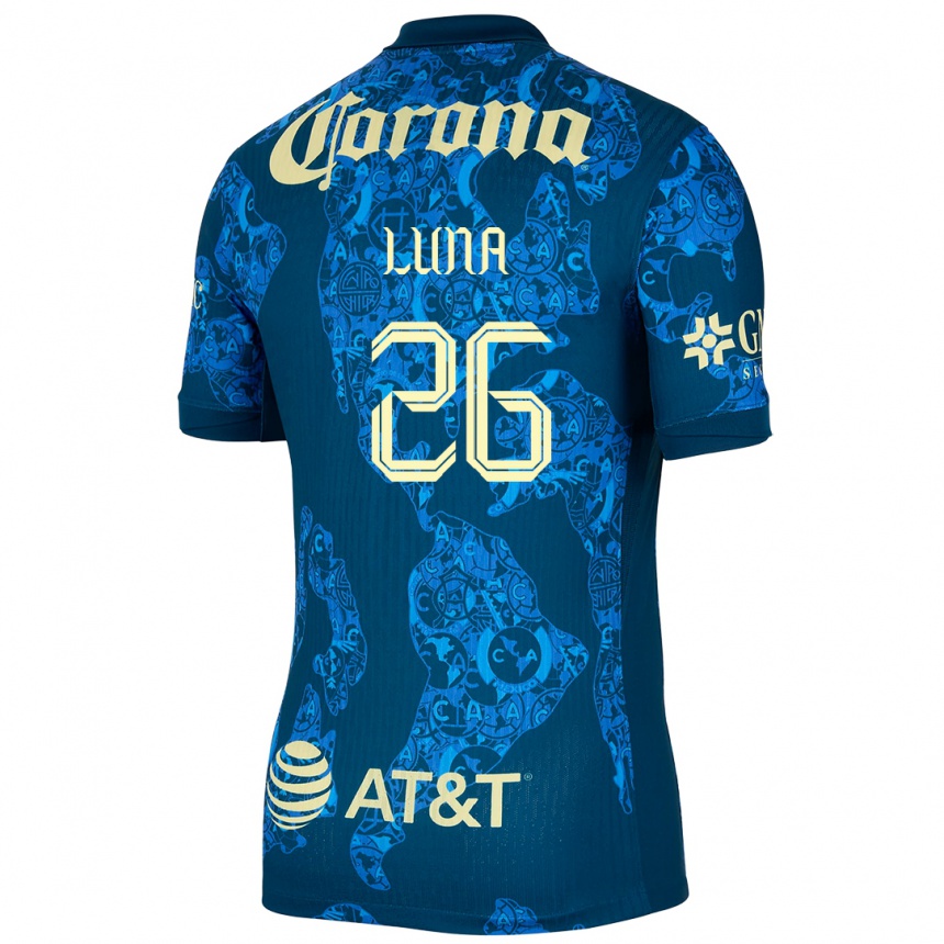 Niño Fútbol Camiseta Karen Luna #26 Azul Amarillo 2ª Equipación 2024/25 Perú