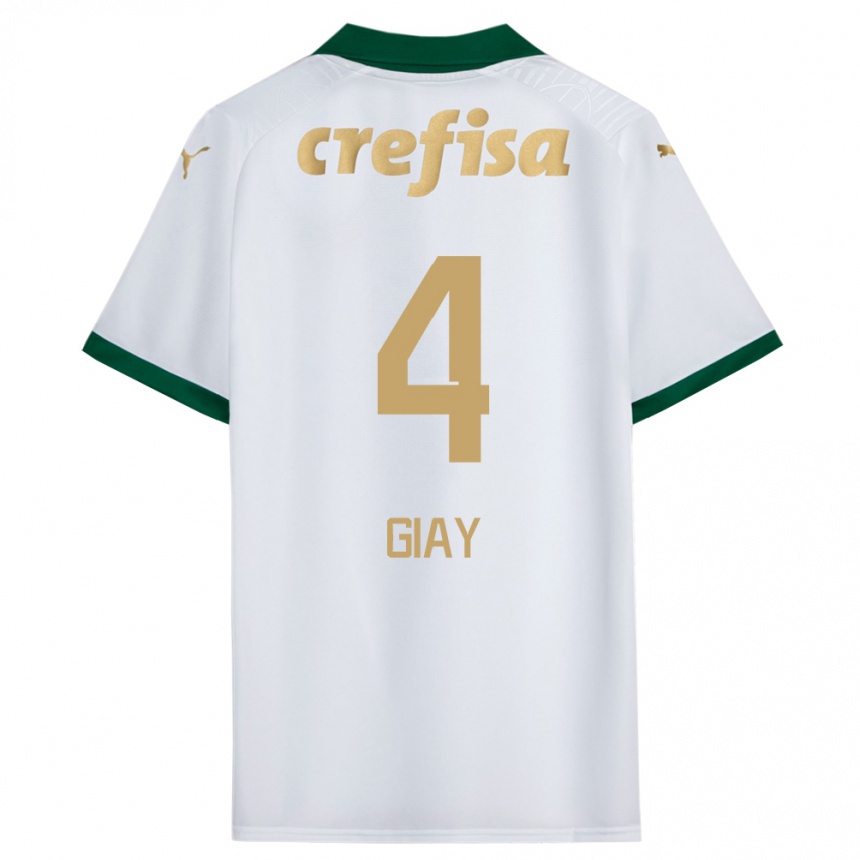 Niño Fútbol Camiseta Agustín Giay #4 Blanco Verde 2ª Equipación 2024/25 Perú