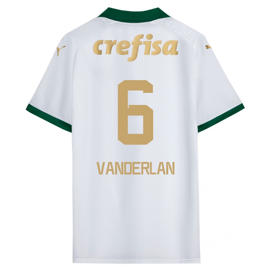 Niño Fútbol Camiseta Vanderlan #6 Blanco Verde 2ª Equipación 2024/25 Perú