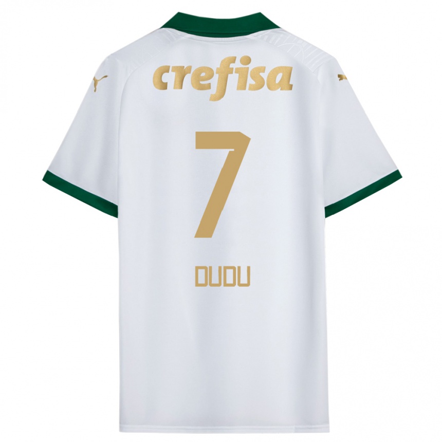 Niño Fútbol Camiseta Dudu #7 Blanco Verde 2ª Equipación 2024/25 Perú