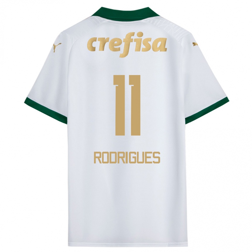 Niño Fútbol Camiseta Bruno Rodrigues #11 Blanco Verde 2ª Equipación 2024/25 Perú