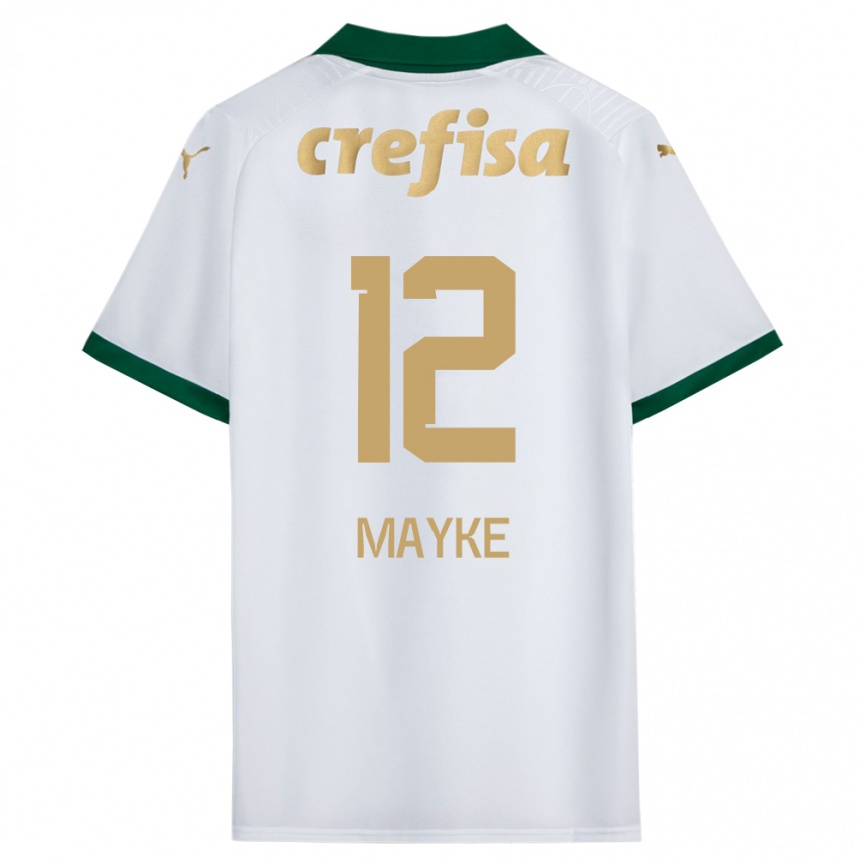 Niño Fútbol Camiseta Mayke #12 Blanco Verde 2ª Equipación 2024/25 Perú