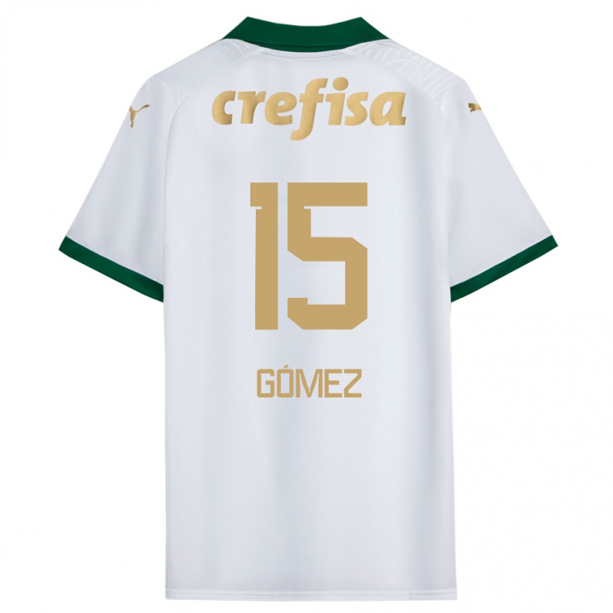 Niño Fútbol Camiseta Gustavo Gómez #15 Blanco Verde 2ª Equipación 2024/25 Perú