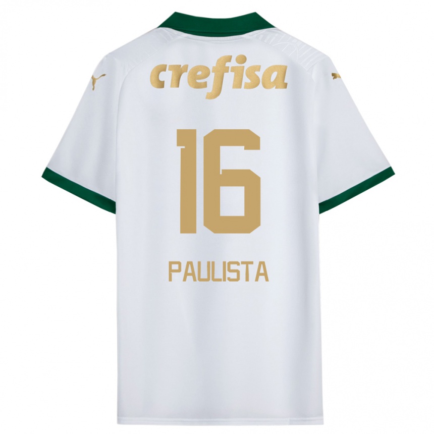 Niño Fútbol Camiseta Caio Paulista #16 Blanco Verde 2ª Equipación 2024/25 Perú