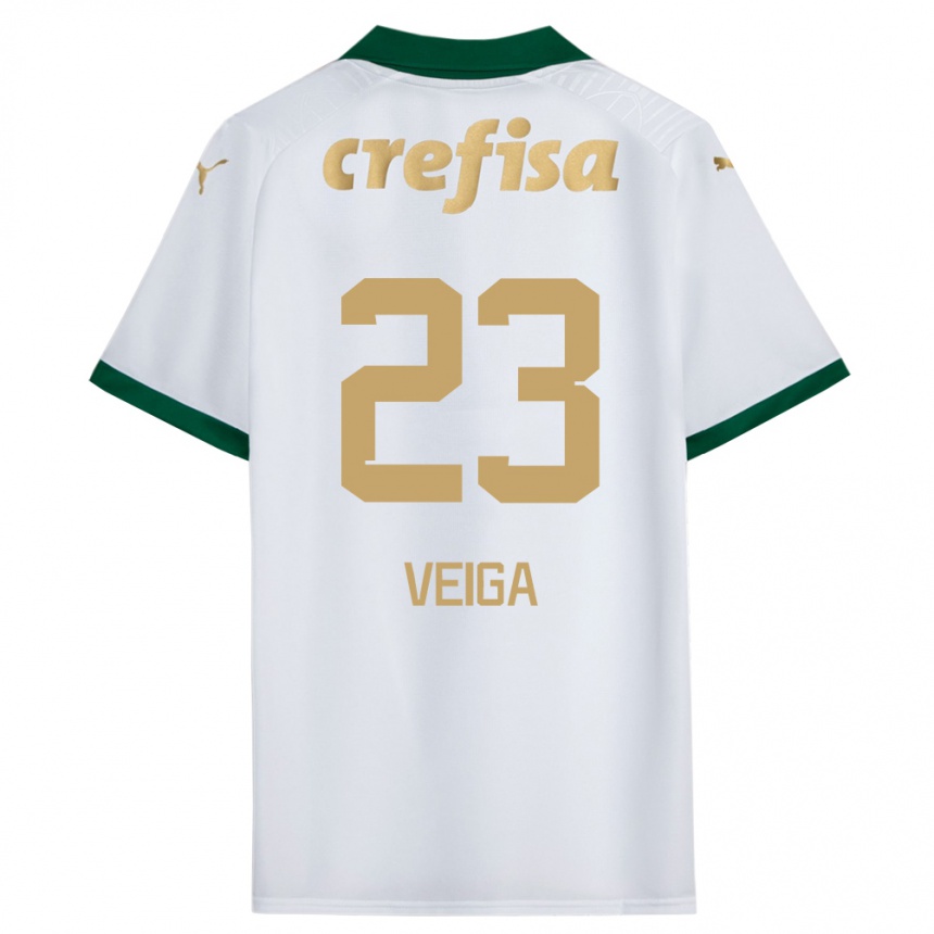 Niño Fútbol Camiseta Raphael Veiga #23 Blanco Verde 2ª Equipación 2024/25 Perú