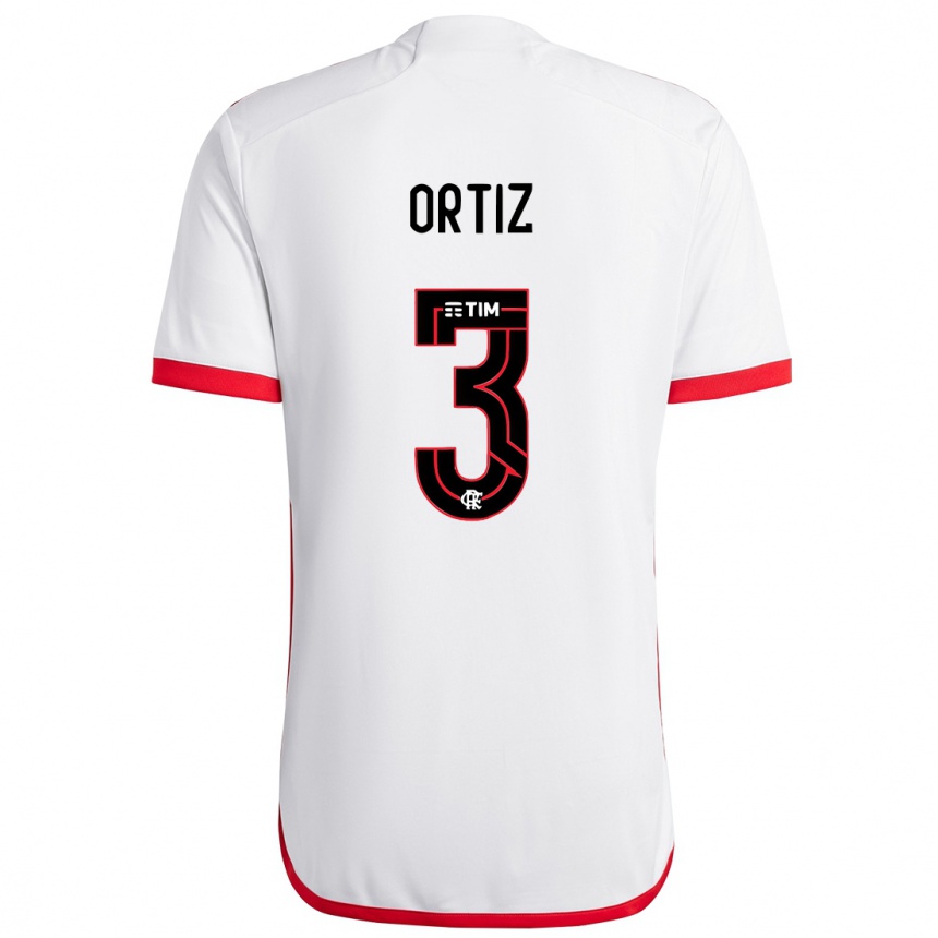 Niño Fútbol Camiseta Léo Ortiz #3 Blanco Rojo 2ª Equipación 2024/25 Perú