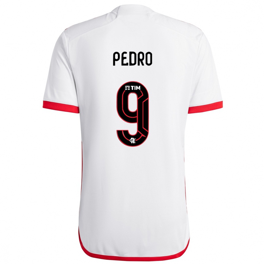 Niño Fútbol Camiseta Pedro #9 Blanco Rojo 2ª Equipación 2024/25 Perú