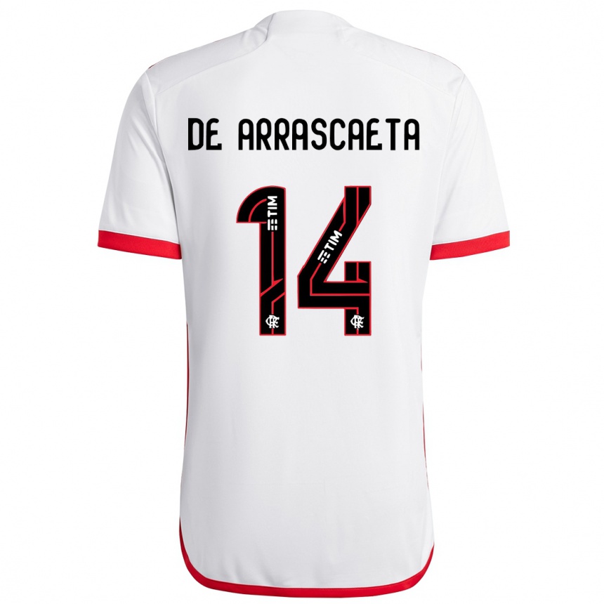 Niño Fútbol Camiseta Giorgian De Arrascaeta #14 Blanco Rojo 2ª Equipación 2024/25 Perú