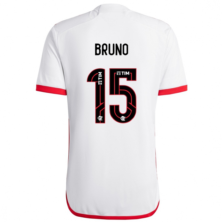 Niño Fútbol Camiseta Fabrício Bruno #15 Blanco Rojo 2ª Equipación 2024/25 Perú