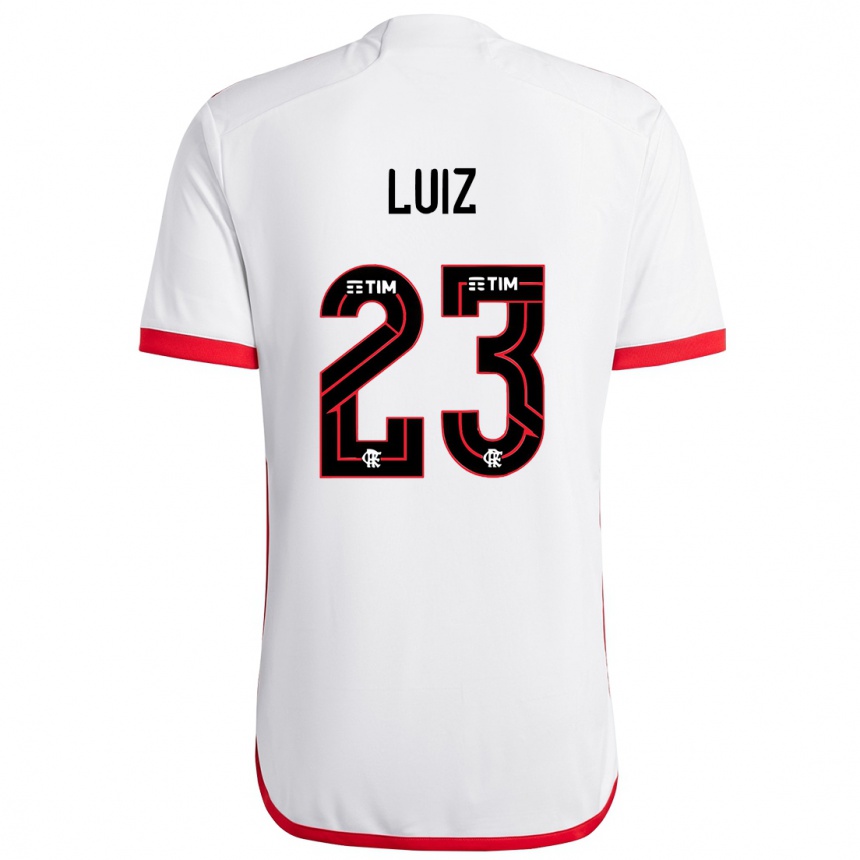 Niño Fútbol Camiseta David Luiz #23 Blanco Rojo 2ª Equipación 2024/25 Perú