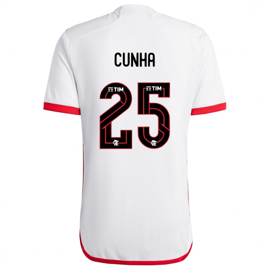 Niño Fútbol Camiseta Matheus Cunha #25 Blanco Rojo 2ª Equipación 2024/25 Perú