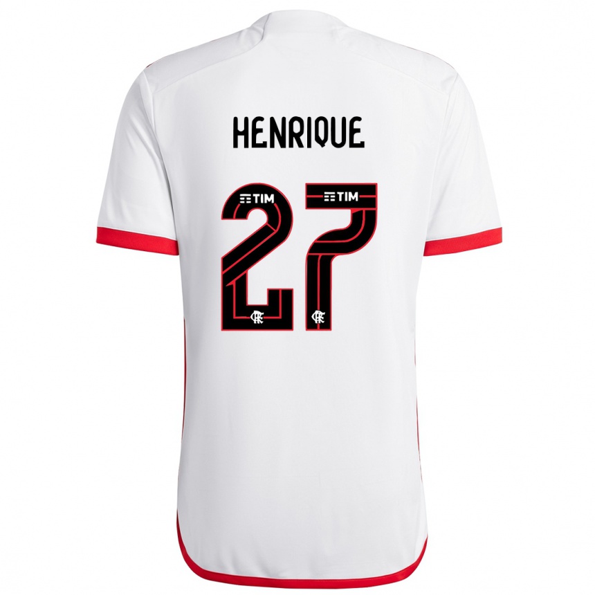 Niño Fútbol Camiseta Bruno Henrique #27 Blanco Rojo 2ª Equipación 2024/25 Perú