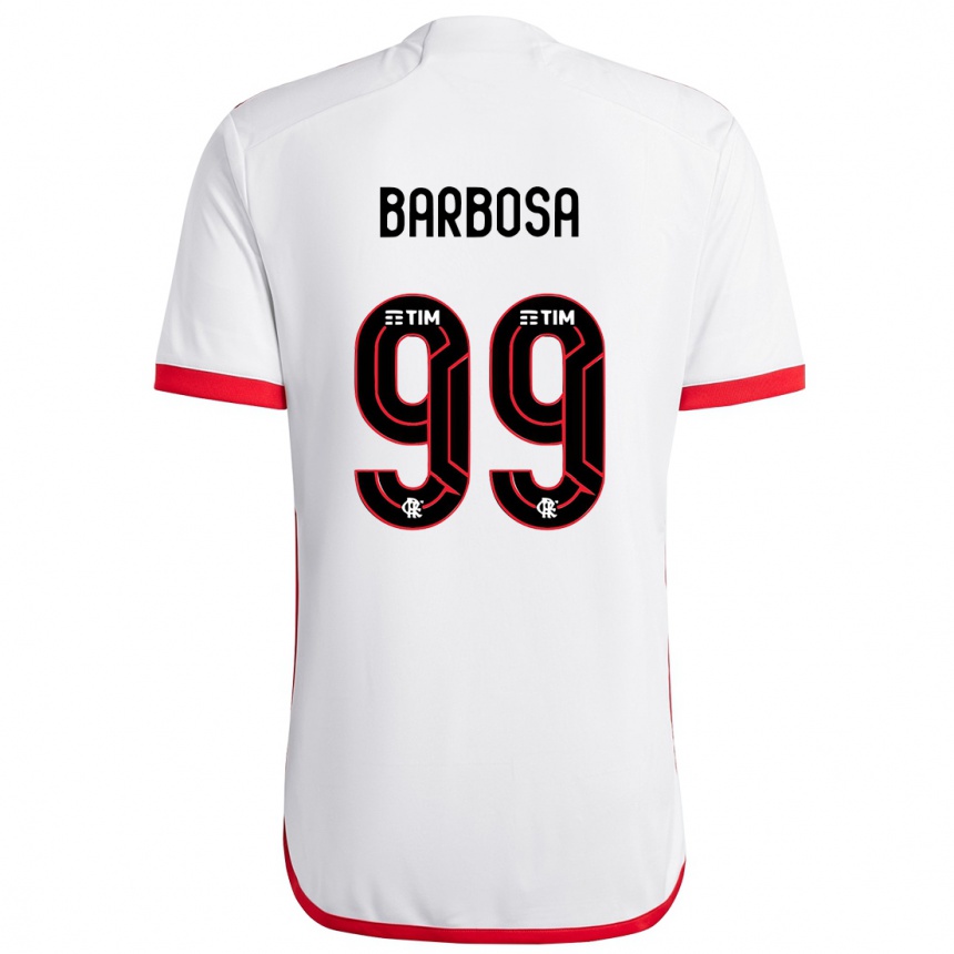 Niño Fútbol Camiseta Gabriel Barbosa #99 Blanco Rojo 2ª Equipación 2024/25 Perú