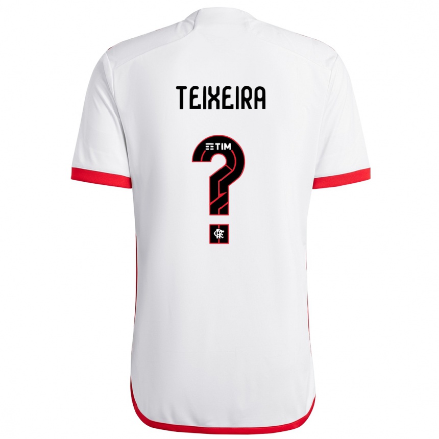 Niño Fútbol Camiseta Guilherme Teixeira #0 Blanco Rojo 2ª Equipación 2024/25 Perú