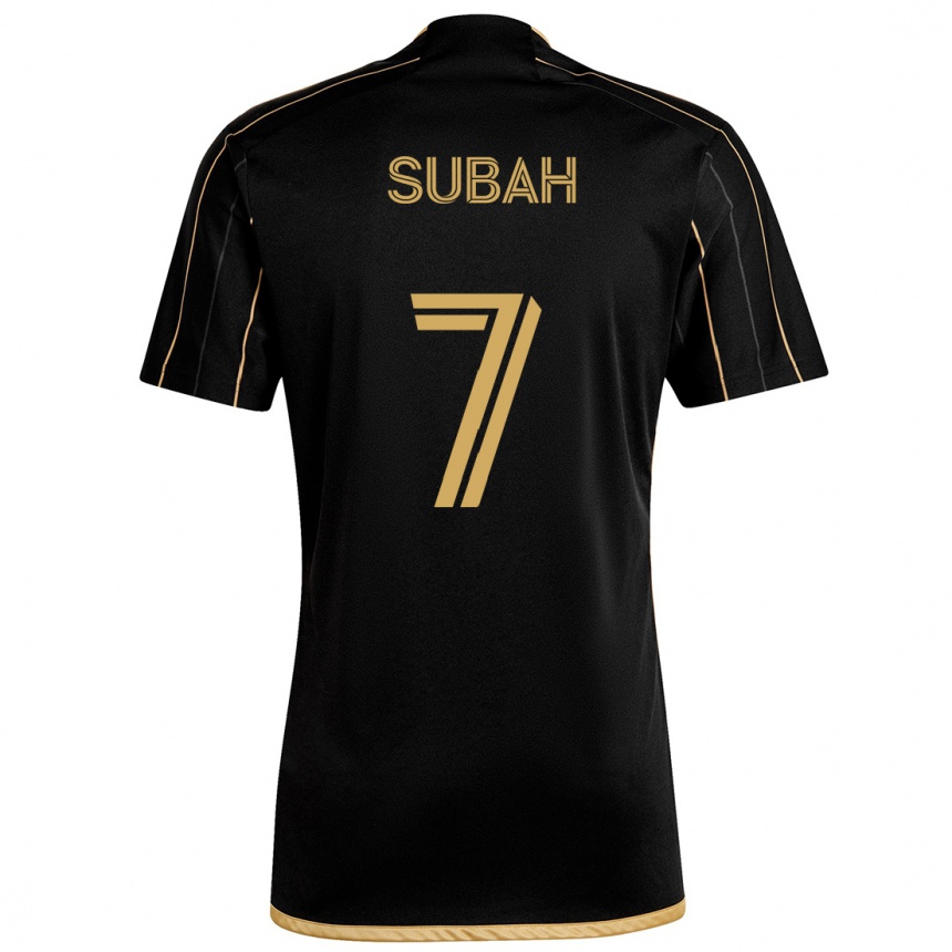 Hombre Fútbol Camiseta Yekeson Subah #7 Oro Negro 1ª Equipación 2024/25 Perú