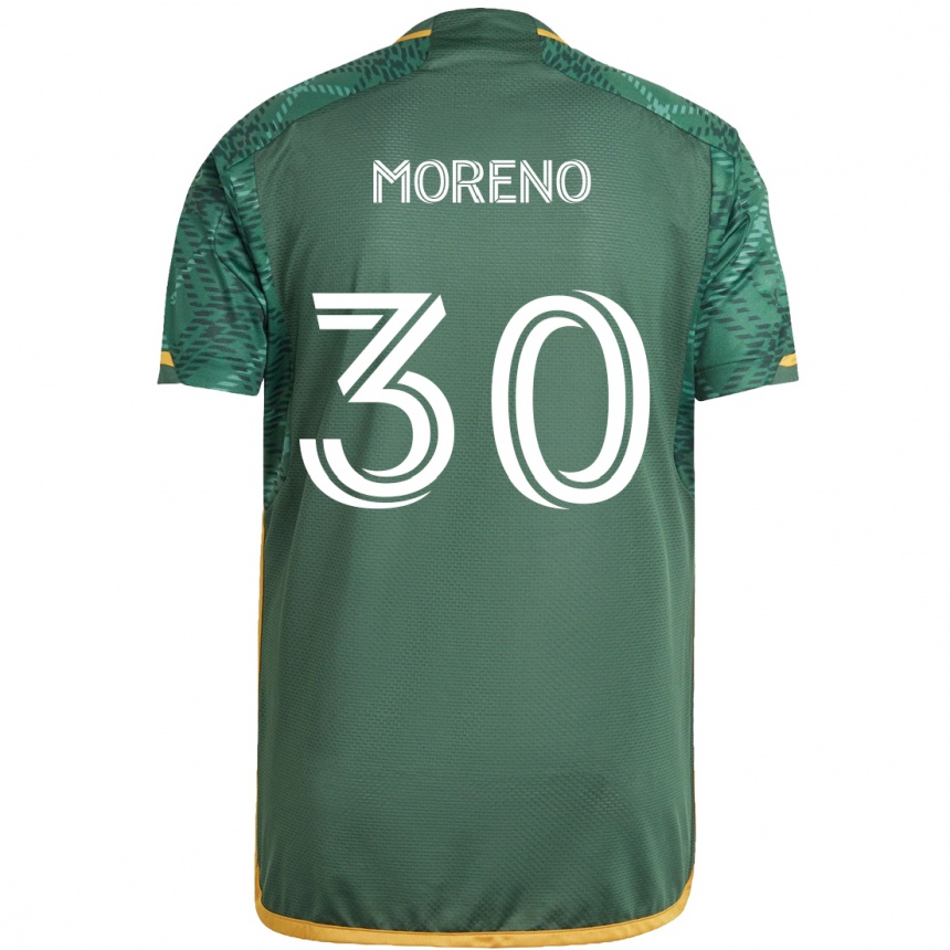 Hombre Fútbol Camiseta Santiago Moreno #30 Verde Naranja 1ª Equipación 2024/25 Perú