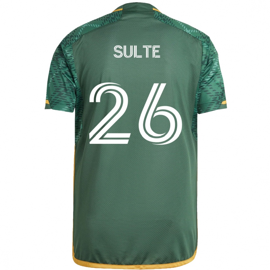 Hombre Fútbol Camiseta Hunter Sulte #26 Verde Naranja 1ª Equipación 2024/25 Perú