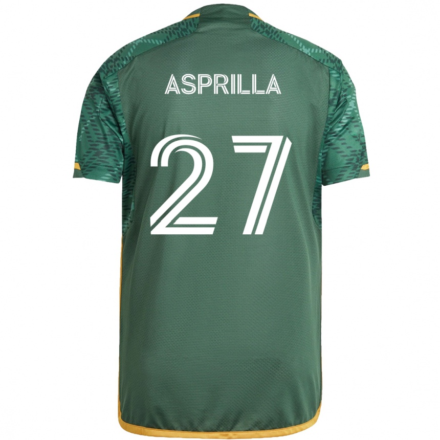 Hombre Fútbol Camiseta Dairon Asprilla #27 Verde Naranja 1ª Equipación 2024/25 Perú