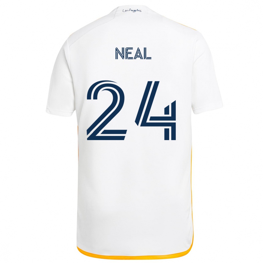 Hombre Fútbol Camiseta Jalen Neal #24 Blanco Amarillo 1ª Equipación 2024/25 Perú