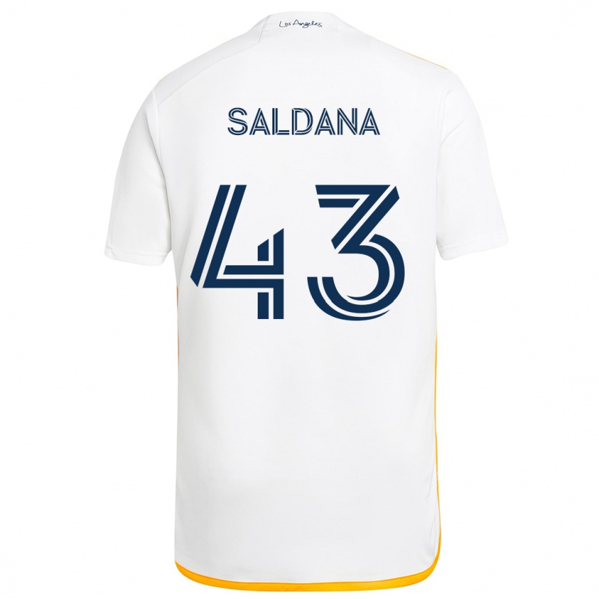 Hombre Fútbol Camiseta Adam Saldaña #43 Blanco Amarillo 1ª Equipación 2024/25 Perú