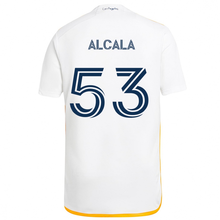 Hombre Fútbol Camiseta Álex Alcalá #53 Blanco Amarillo 1ª Equipación 2024/25 Perú